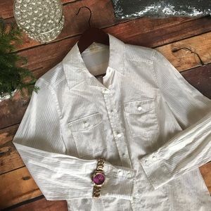 ‼️💥Michael Kors metallic gold striped button down